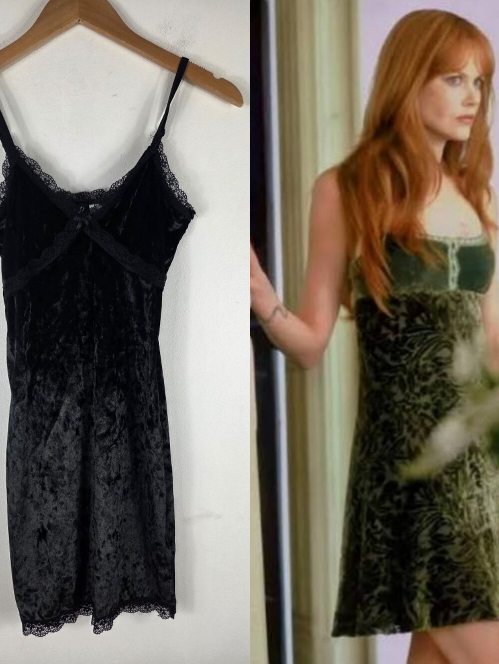 H&M Divided Velvet Lace Trim Babydoll Retro 90s Y2K Mini Slip Dress